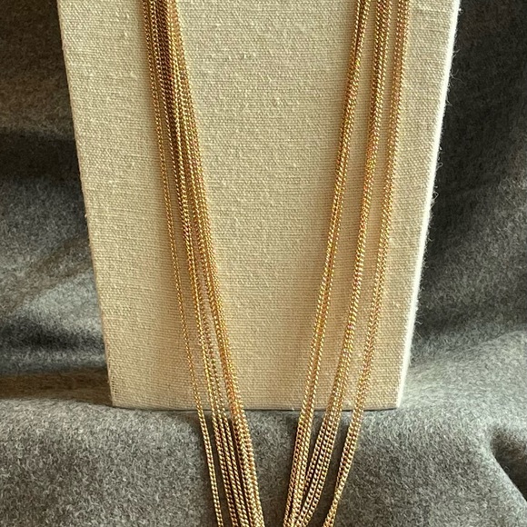 Lyell NYC New With Tags Multistrand Goldtone Long Necklace with Knot & Fringe - Picture 12 of 15